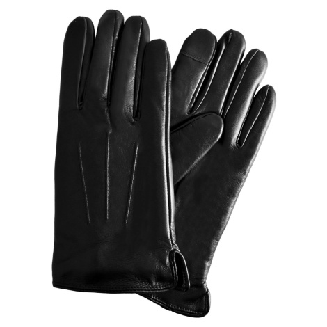 Semiline Dámske kožené antibakteriálne rukavice P8207 Black