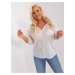 White and light beige blouse plus size with embroidery