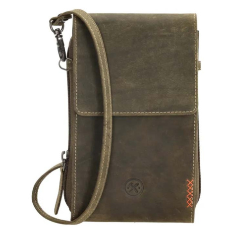 Hide & Stitches Zelená kabelka na mobil z pravej kože „Freya“
