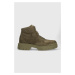 Semišové topánky HUGO Denzel pánske, zelená farba, 50497791