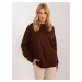 Dark brown classic sweater with a round neckline