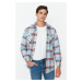 Trendyol Light Blue Men's Overshirt, Plaid Shirt