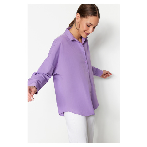 Trendyol Purple Oversize/Crosssuit Woven Shirt