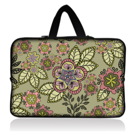 Taška Huado pre notebook do 12.1" Retro zelené kvítí