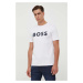 Bavlnené tričko BOSS BOSS CASUAL pánske,béžová farba,s potlačou,50481923