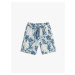 Koton Linen Shorts with Pocket, Elastic Waist, Floral Print.
