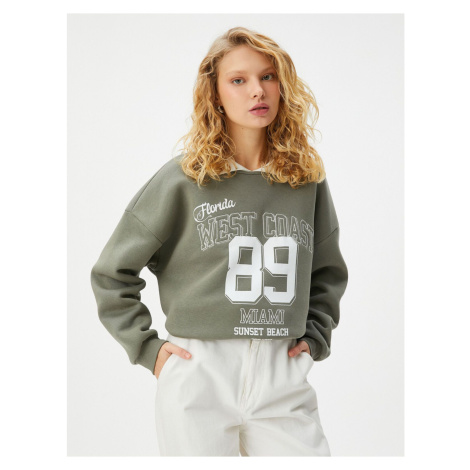 Koton Oversize Sweatshirt Polo Neck College Printed Long Sleeve