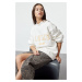 Trendyol Ecru Embroidery Detailed Oversize/Wide Pattern Knitted Sweatshirt