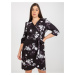 Black Oversized Floral Wrap Dress