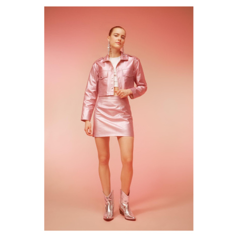 DEFACTO A-Line Pink Shiny Mini Skirt