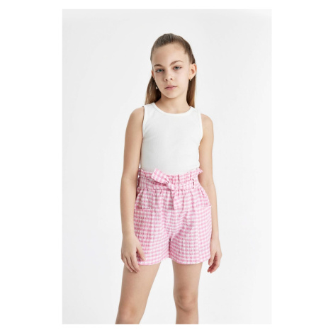 DEFACTO Girl's Checkered Paperbag Shorts