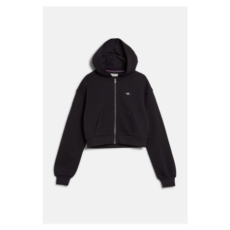 MIKINA GANT SHIELD CROPPED SWEAT ZIP HOODIE BLACK