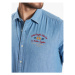 La Martina džínsová košeľa VMC600 DM091 Modrá Regular Fit