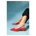 LuviShoes CODLEA Red Patent Leather Women's Low Heeled Shoes