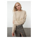 Trendyol Stone Crop Super Wide Pattern Soft Texture Knit Sweater