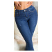 Sexy džínsy s vysokým pásom Push-Up Skinny "Used Look" denimblue 44