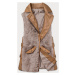Elegantní vesta v barvě z eko kůže a kožešiny Hnědá XL (42) model 15831737 - S'WEST