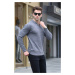 Madmext Anthracite Zipper Detailed Polo Neck Knitwear Sweater 5973
