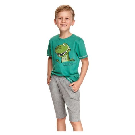 Chlapčenské pyžamo Alan tmavo zelené s dinosaurom Taro