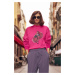 Trendyol Fuchsia Regular Knitwear Detail Printed Fleece Knitted Sweatshirt