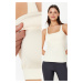 Trendyol Stone Gathering 2-Layer Sports Bra with Pad Inside Square Collar Knitted Sports Top/Blo