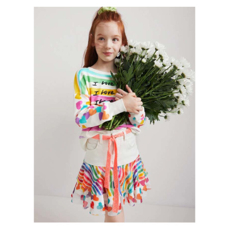 White Girls' Patterned Skirt with Belt Desigual Suiza - Girls