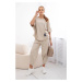 Women's set blouse + trousers - beige