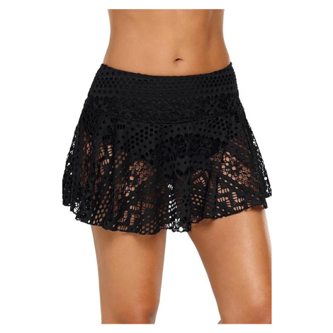 85394 Dewberry Lace Skirt Bikini Bottom-BLACK