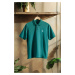 Trendyol Emerald Green Regular Cut 100% Cotton Embroidered Polo Neck T-shirt