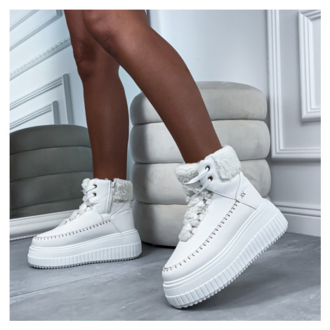 Biele zateplené cižmy iMóda