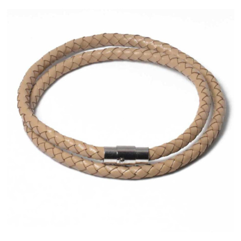 Splietaný náhrdelník z pravej kože 6 mm Pieskový