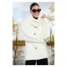 Trendyol Mink Wide Pattern Soft Textured Scarf Wide Pattern Coat Look Knitwear Cardigan