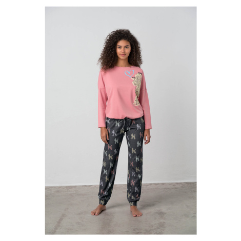 Dvojdielne dámske pyžamo Cassidy 17432 - Vamp růžovo-černá