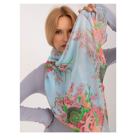 Light blue women's scarf with flowers