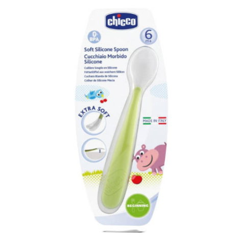 Chicco Lyžička silikón Soft 6m+ zelená