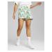 Bielo-zelené dámske vzorované teplákové kraťasy Puma ESS+ Blossom 5" AOP Shorts TR