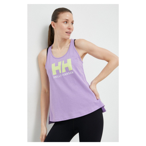 Bavlnený top Helly Hansen 33838-002, fialová farba