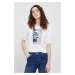 Bavlnené tričko Sisley dámska, biela farba, s potlačou
