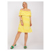 Annabel yellow and white viscose dress in larger size