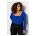 Trendyol Curve Blue Square Collar Body-Fitting Knitted Body