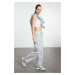 Trendyol Grey Melange Cotton Wide Leg Thin Knitted Sports Sweatpants