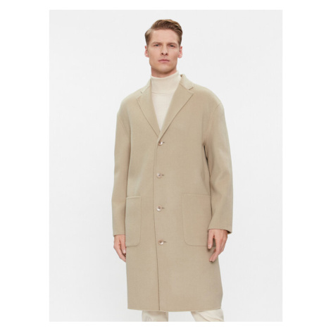 Calvin Klein Vlnený kabát K10K111601 Béžová Regular Fit