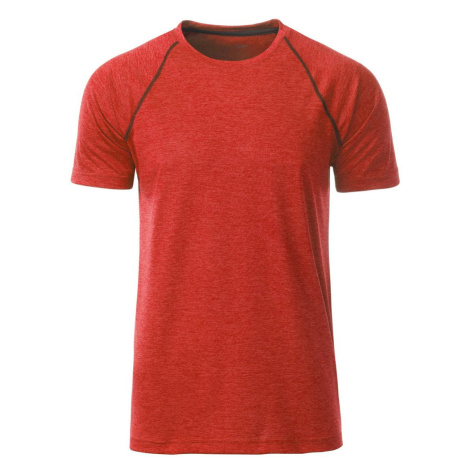 James & Nicholson Pánske funkčné tričko JN496 - Červený melír - titán