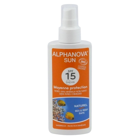 ALPHANOVA bio opaľovací krém v spreji SPF 15, 125 ml