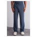 Trendyol Limited Edition Indigo Relaxed/Wide Leg Textured Hidden Lace-Up One Piece Sweatpants