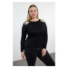 Trendyol Curve Black Stone Shoulder Cut Out Detailed Knitwear Sweater