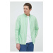 Bavlnená košeľa Tommy Hilfiger pánska, zelená farba, regular, s golierom button-down