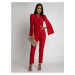 Red jumpsuit with slit sleeves