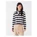 LC Waikiki LCW Women's Casual Crew Neck Striped Long Sleeve Knitwear Cardigan