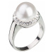 Evolution Group Strieborný perlový prsteň s kryštálmi Swarovski London Style 35021.1 52 mm